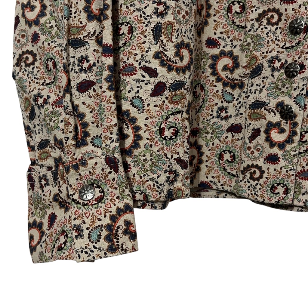 Nwt Christopher & Banks Linen Bld Top Womens Size Xl Button Up Paisley Autumn — image 4 of 6